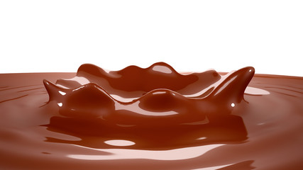 Tasty, sweet chocolate splash isolated. 3d illustration, 3d rendering.