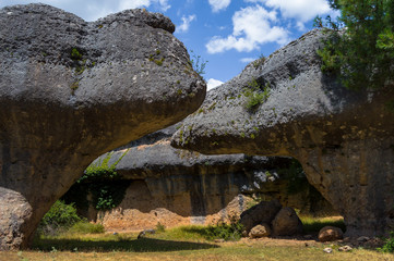 Rock of "The Bears" in the Enchanted City (Ciudad Encantada) of Cuenca, Spain. Place with rock formations similar to shapes of things. Erosion force.