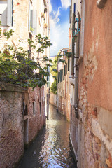 Beautiful view of one of the Venetian canals in Venice, Italy