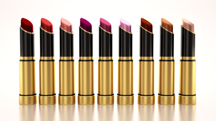 Lipstick on a white background. The tube, bottle, style, makeup, lips, beauty, make-up, facials. Cosmetics.