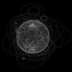 3d sphere made of points. Particle circle. Abstract vector sphere. Сircular 3d ornament. Vector ilustration.