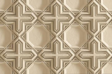 Architectural background with ornament on wall of interior