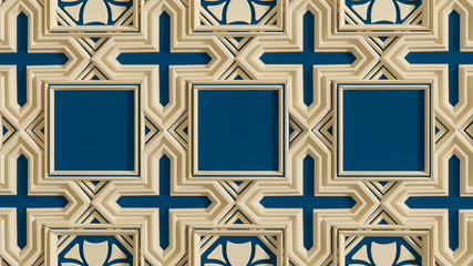 Architectural background with ornament on wall of interior