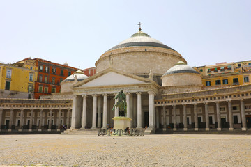 Beautiful view of Piazza del Plebiscito square, Naples, Italy