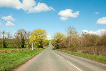 Summertime country road in the English countryside.