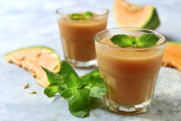 Melon banana juice or smoothie.