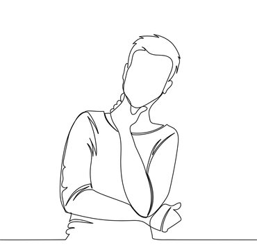 recommend clip art: Man is thinking. man - continuous line drawing