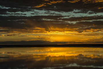 Fototapeta na wymiar Sunrise over Lake Eyre, Australia (Aerial Photo)