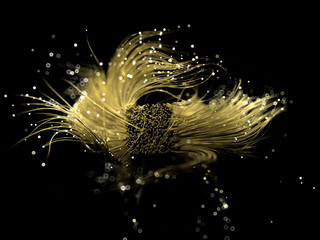 Abstraction gold fractal. 3d illustration, 3d rendering. background