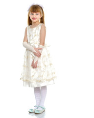 The little girl is full-length.