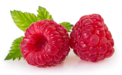 Fresh raspberry on white background