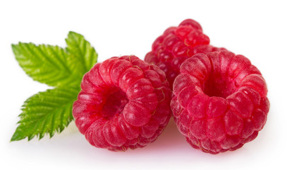 Fresh raspberry on white background