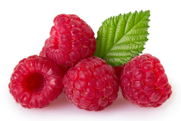 Fresh raspberry on white background