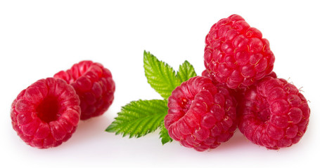 Fresh raspberry on white background