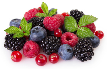 Fresh berries on white background