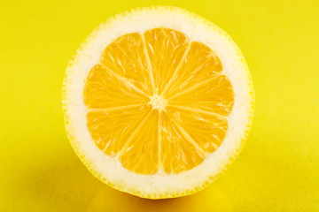 Lemon Slice With Yellow Background