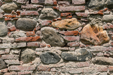 Rough old brick and stone wall texture