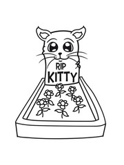 text katze hund haustier begraben grab beet blumen friedhof tot grabstein tod gestorben rip rest in peace ruhe in frieden beerdigung leben sterben clipart comic cartoon