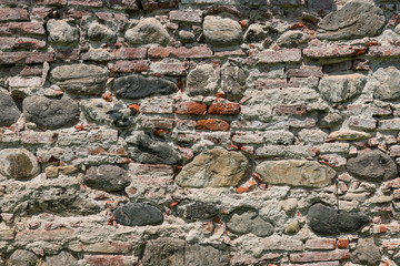 Rough old brick and stone wall texture