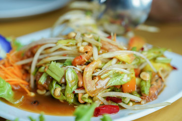 Som Tum or Papaya Salad, Papaya Pok Pok, Thai Traditional Cuisine