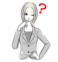 ビジネスウーマン　表情　疑問