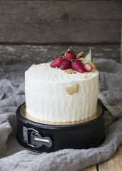 Cake decorated with strawberries
