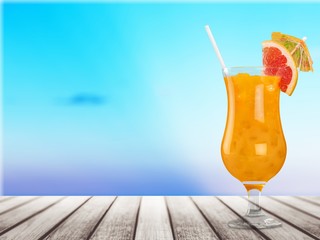 set of cocktails soft and long-drinks ind front of white