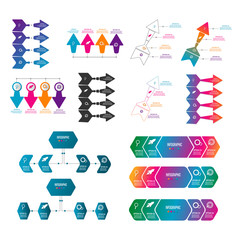 Big collection timeline infographic element template vector