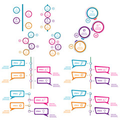 Big collection timeline infographic element template vector