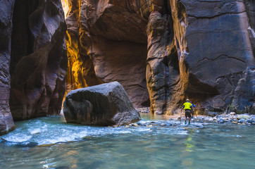 beautiful of narrow in the afternoon  in Zion National park,Utah,usa.