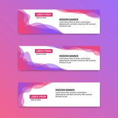 Trendy Modern art Banner design. Horizontal waving curve gradient banner template. Eps 10