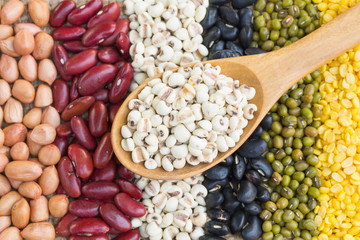 millet with a wooden spoon