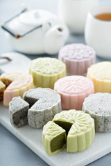 Snow skin sweet and savory traditional Chinese mooncakes