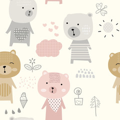 bear seamless patterns.pattern swatches included for illustrator user, pattern swatches included in file, for your convenient use.