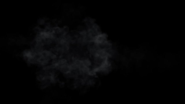 Abstract smoke shape explosion. Slow motion of smoke blast collision. Alpha channel.