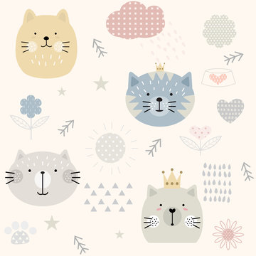 cat seamless patterns.pattern swatches included for illustrator user, pattern swatches included in file, for your convenient use.