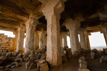 Ruined temple at Matanga hill, Hampi.