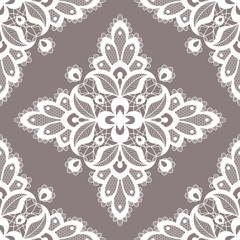 White floral lace seamless pattern. Vector Illustration