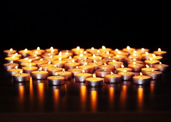 Candles light. Christmas candles burning at night. Abstract