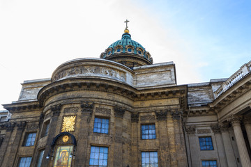 Fototapeta na wymiar Kazan Cathedral (Cathedral of Our Lady of Kazan). A Russian Orthodox Church in Saint Petersburg.
