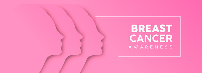 Breast Cancer Awareness cutout woman face banner