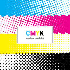 Abstract halftone background in CMYK colors. Vector illustration