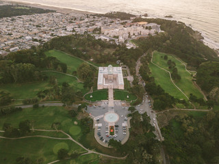 Aerial Drone Top Down Legion of Honor San Francisco California