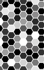White honeycomb with a gradient color. Isometric geometry. 3D illustration