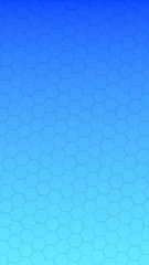 Translucent honeycomb on a gradient blue sky background. Perspective view on polygon look like honeycomb. Isometric geometry. Vertical image orientation. 3D illustration