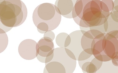 Multicolored translucent circles on a white background. Orange tones. 3D illustration