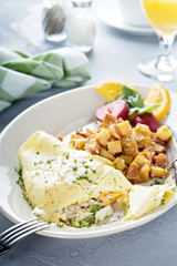 Crab omelette with potatoes for breakfast