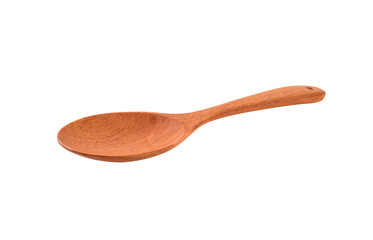 Wooden spoon isolated on white background.