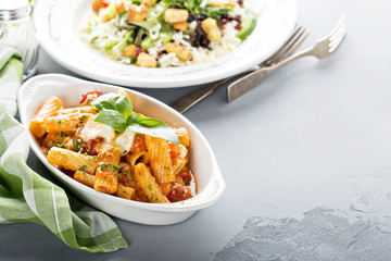 Pasta rigatoni with tomato sauce