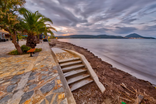 Beach and Boulevard in Greece
